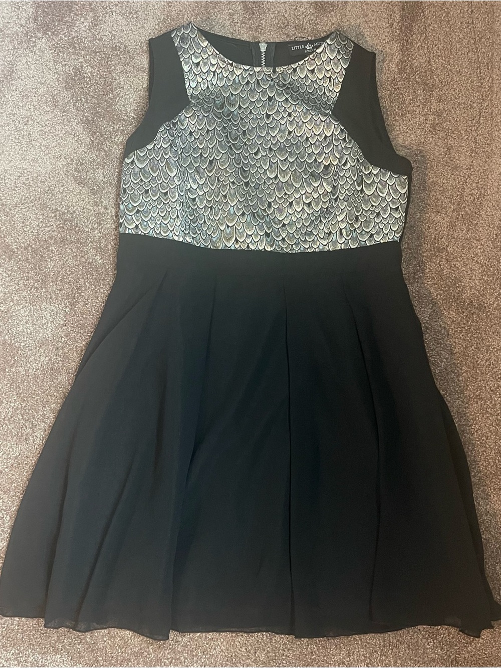Little Mistress - Black Dress with Shimmering  Bodice - 12